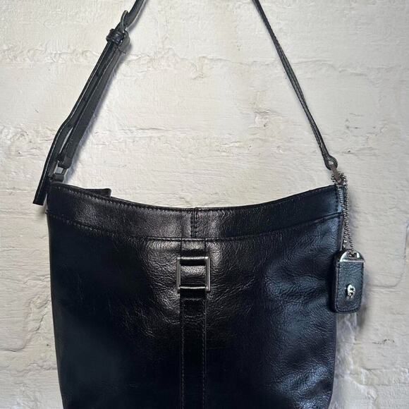 ETIENNE AIGNER Vintage Black Leather Shoulder Bag – Adjustable Strap - Picture 1 of 8